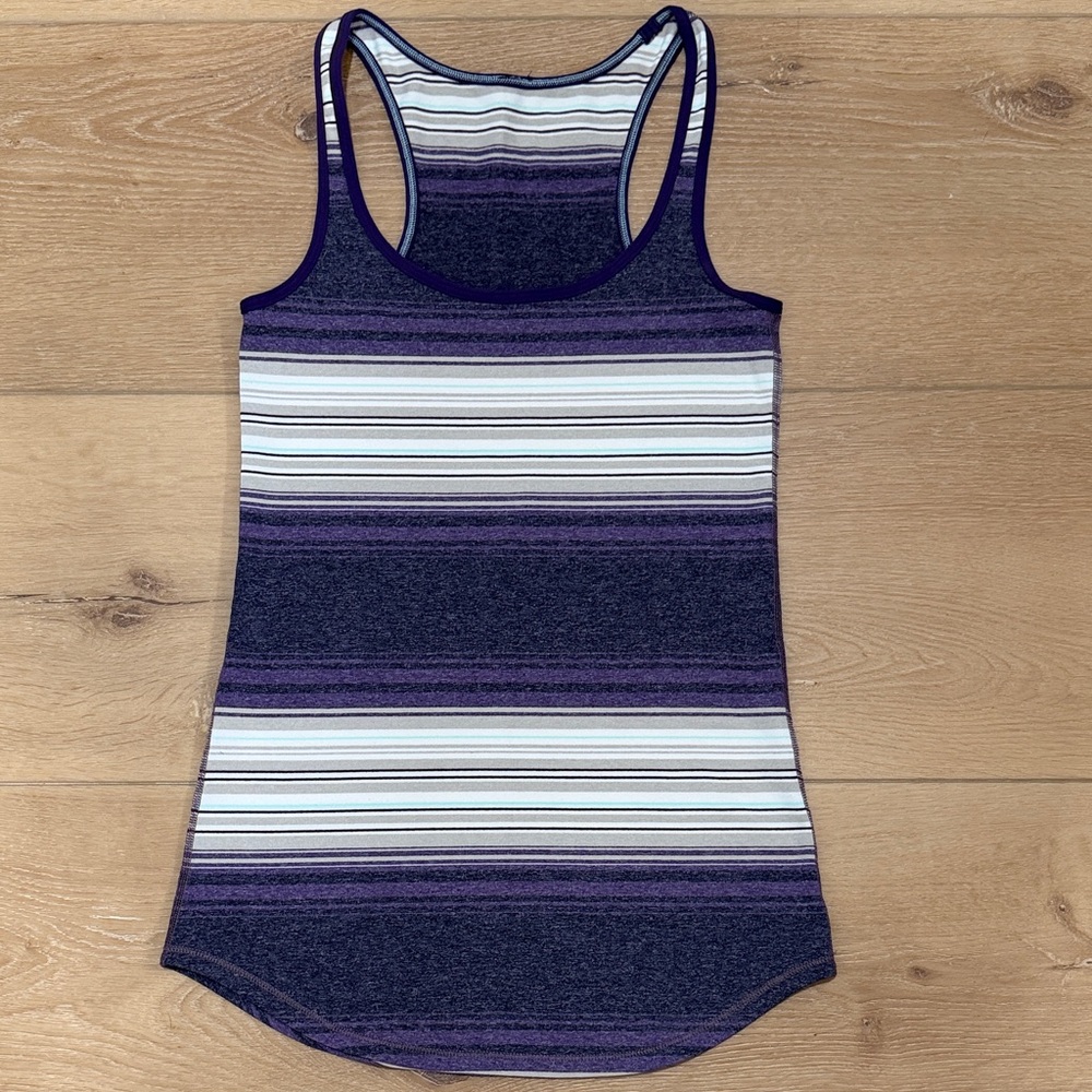 Lululemon Refresh Racer Purple Striped Racerback Tank Top